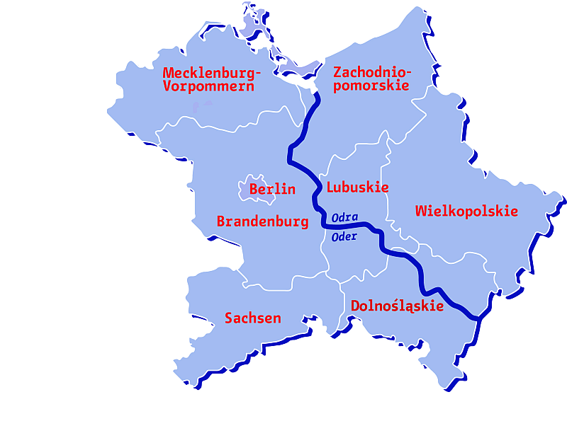 Mapa Partnerstwa-Odra / Karte der Oder-Partnerschaft; CC BY-SA 3.0, Wikimedia Commons, User: EisJ Mapa Partnerstwa-Odra / Karte der Oder-Partnerschaft; CC BY-SA 3.0, Wikimedia Commons, User: EisJ