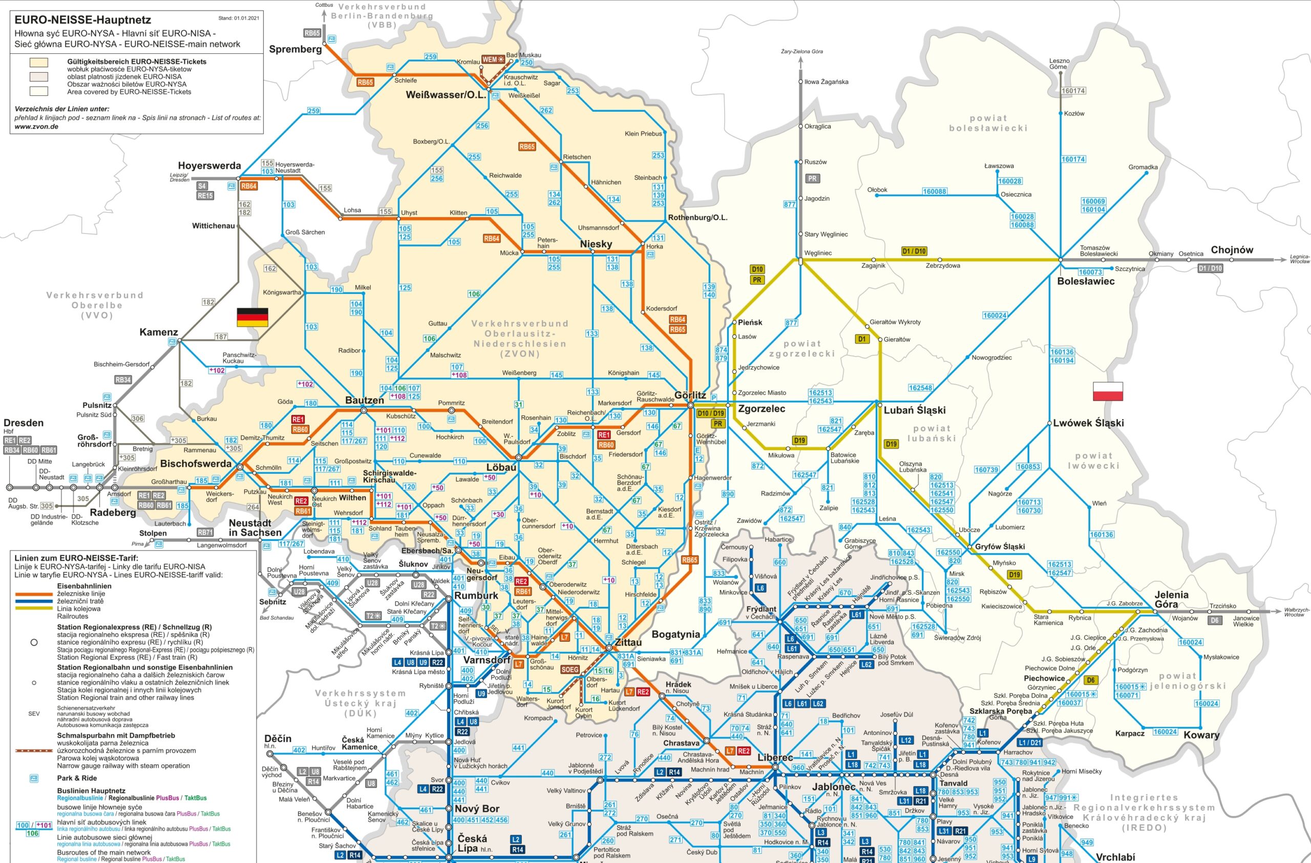 EURO-NEISSE-Hauptnetz (Ausschnitt), © ZVON