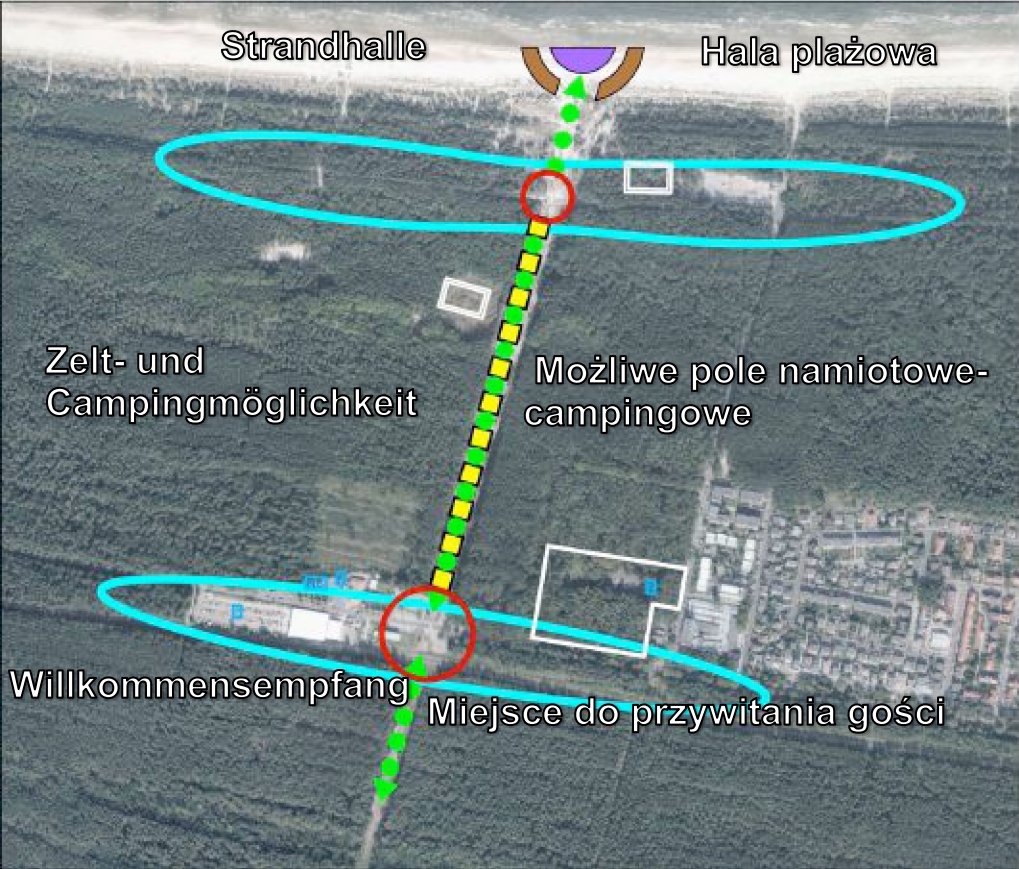 Masterplan Grenzlinie – Koncepcja ramowa Linia graniczna Ostseebad Heringsdorf – Miasto Świnoujście, Planskizze 1. Ideen – Was soll werden? / 1. Pomysły - Co powstanie?, © SWUP GmbH